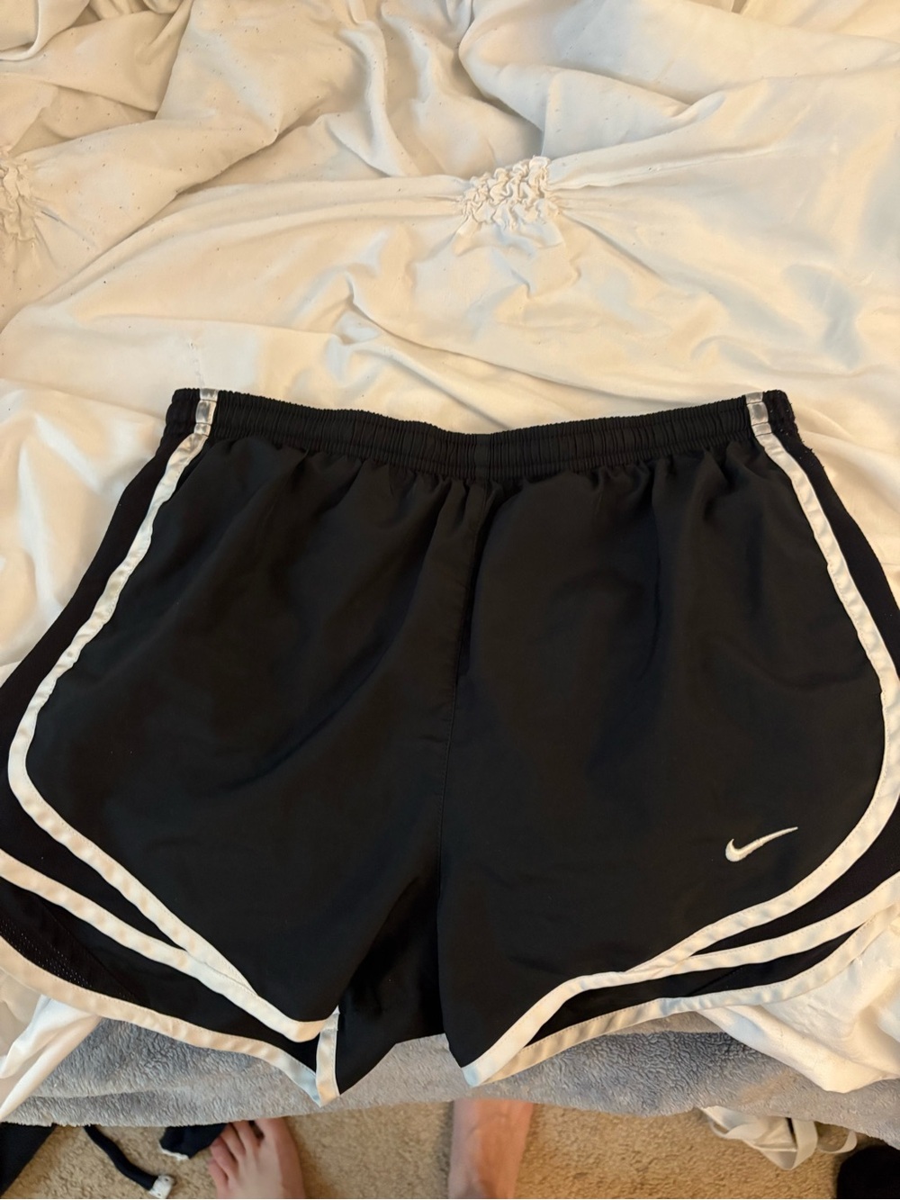 Nike Black Athletic Shorts with White Piping